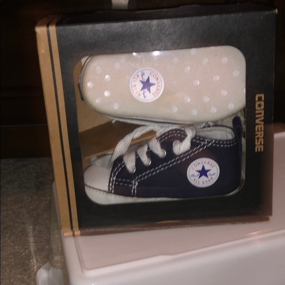 Navy converse crib shoes